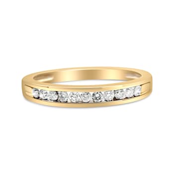10K Yellow Gold Over Sterling Silver 1/4ctw Round Diamond Wedding Ring
(K-L Color, I1-I2 Clarity)