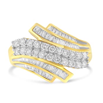 10K Yellow Gold 1.0ctw Mixed Shapes Diamond Bypass Ring (H-I Color,
SI1-SI2 Clarity)