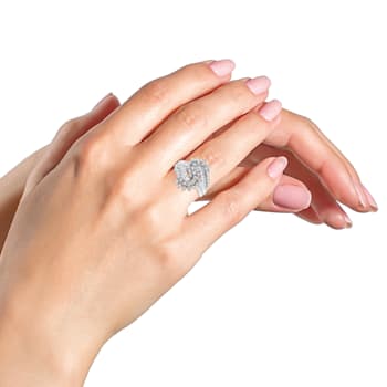 10K White Gold 1/2ctw Mixed Cut "S" Shaped Bypass Cocktail
Ring (I-J Color, I1-I2 Clarity)