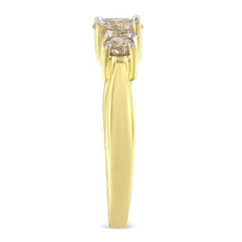 10K Yellow Gold Three Stone Diamond Band Ring (1.00 cttw, J-K Color,
I2-I3 Clarity)