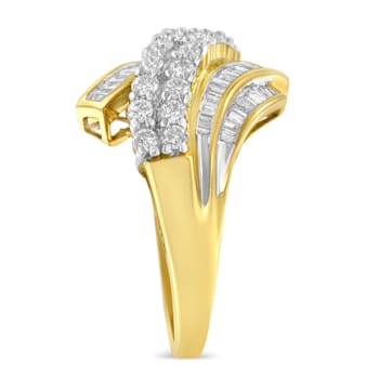 10K Yellow Gold 1.0ctw Mixed Shapes Diamond Bypass Ring (H-I Color,
SI1-SI2 Clarity)