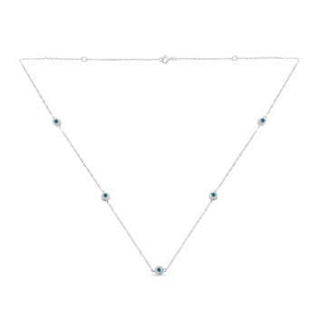 Sterling Silver Treated Blue Color Diamond Station Necklace (1/2 cttw,
Blue Color, I2-I3 Clarity)