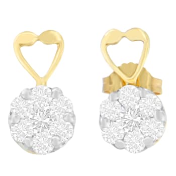 14K Yellow Gold 1.ctw Round-cut Diamond Earrings