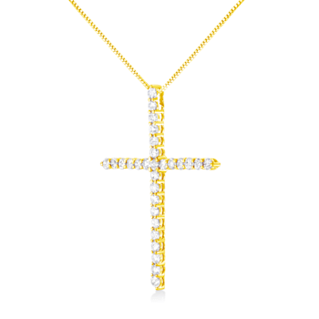 10K Yellow Gold Over Sterling Silver 3.0ctw Round Diamond Cross 18"
Pendant w\chain