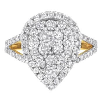 10K Yellow Gold Over Sterling Silver Diamond Cluster Ring (1 1/2 Cttw,
H-I Color, I1-I2 Clarity)