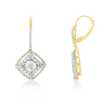 Sterling Silver Rose Diamond Dangle Earring .25ctw