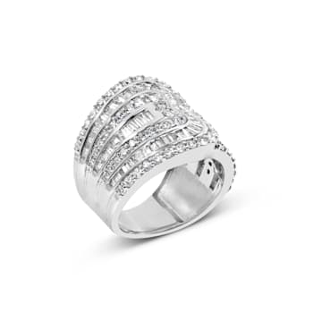 10K White Gold 2 1/2ctw Mixed Shapes-Cut Diamond Multi-Row Bypass Ring