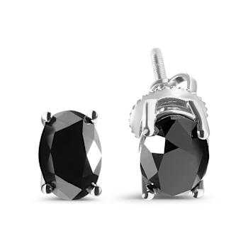 14K White Gold 3.00 Cttw Oval Cut Black Diamond Solitaire Stud Earrings
(Black Color, I2-I3 Clarity)