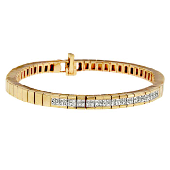 14K Yellow Gold 1.10ctw Princess-Cut Diamond Banded Bracelet