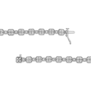10K White Gold 2.0 Cttw Diamond Square Link Bracelet (J-K Color, I2-I3
Clarity) - Size 7.25"