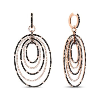 18K Rose Gold 5.00 Cttw Round Black and White Diamond Graduated Hoop
Dangle Earrings
