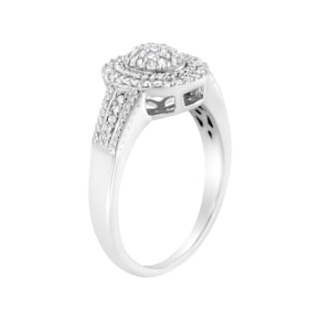 0.33ctw Round Diamond Braided Halo Sterling Silver Ring