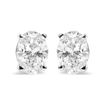 14K White Gold 3/4ctw Oval Lab Grown Diamond Solitaire Stud Earrings
(F-G Color, VS1-VS2 Clarity)