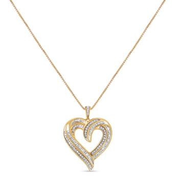 14K Yellow Gold Over Sterling Silver 3/4ctw Mixed Cut Diamond Open Heart
18" Pendant w\chain