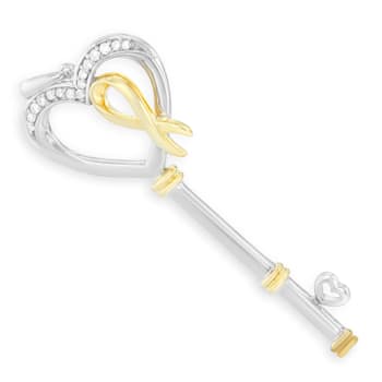 10K Two-Tone Gold Over Sterling Silver 1/10ctw Diamond Key to My Heart
Pendant w\chain(H-I, I1-I2)