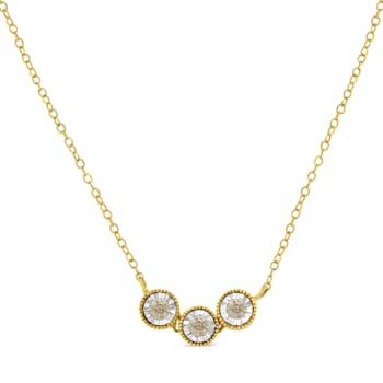Two-Toned Sterling-Silver Champagne Diamond 3 Stone Necklace (1/4 cttw,
K-L Color, I2-I3 Clarity)