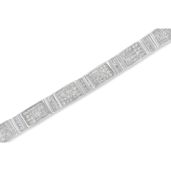 14K White Gold 7.0ctw Princess Cut Diamond 7" Alternating
Rectangular Link Tennis Bracelet