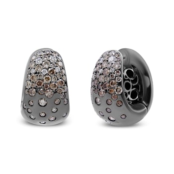 Black Rhodium over 18K White Gold 2 1/4ctw Prong and Bezel Set White and
Brown Diamond Hoop Earrings
