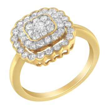 10K Yellow Gold Over Sterling Silver Diamond Cocktail Ring (3/4 Cttw,
J-K Color, I2-I3 Clarity)