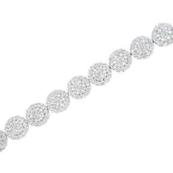 14K White Gold 3.75ctw Round Diamond Round Cluster Links Tennis Bracelet