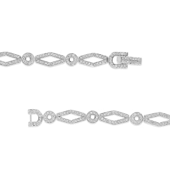 Sterling Silver 1 1/2 Cttw Diamond Studded Circle and Kite-Shaped
Vintage-Style Link Bracelet