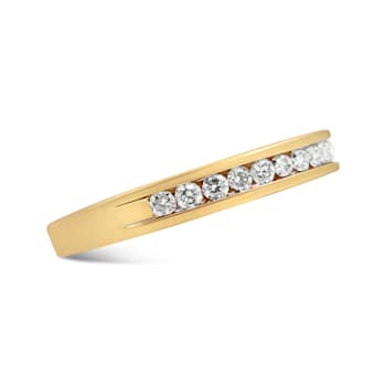 10K Yellow Gold Over Sterling Silver 1/4ctw Round Diamond Wedding Ring
(K-L Color, I1-I2 Clarity)