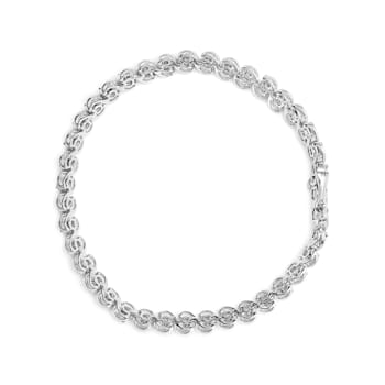 Sterling Silver 1/4ctw Miracle Set Diamond and Beaded 7" Tennis
Bracelet (I-J Color, I2-I3 Clarity)