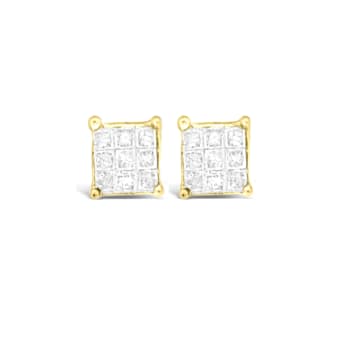10K Yellow Gold Princess-cut Diamond Earrings 0.25ctw