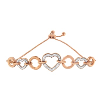 10K Rose Gold Over Sterling Silver .10ctw Round-Cut Diamond Heart Link
Adjustable Bolo Bracelet
