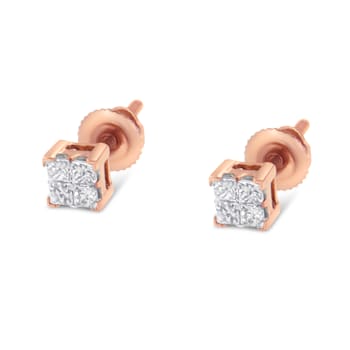 0.25ctw Princess-Cut Diamond 10K Rose Gold Stud Earring