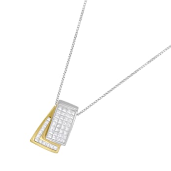14K Two-tone Gold 1.0ctw Princess Diamond Foldover Box Pendant
w\chain(H-I Color, SI2-I1 Clarity)