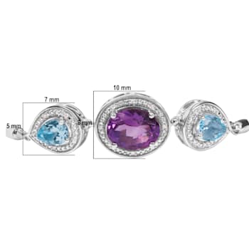 Sterling Silver Amethyst and Blue Topaz with Diamond Accent Lariat
4”-10” Adjustable Bolo Bracelet