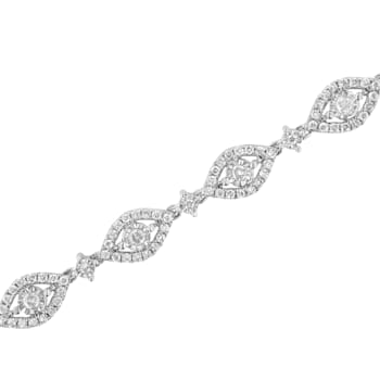 Sterling Silver 2.50ctw Diamond Pear Shaped and Bezel Link Bracelet