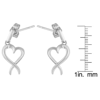 Sterling Silver Dangle-Heart Earrings