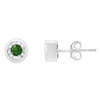 Sterling Silver 0.15ctw Round Brilliant-Cut Green Diamond Miracle-Set
Stud Earrings