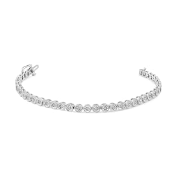 Rhodium Over Sterling Silver 1.0 Cttw Diamond Tennis Bracelet (I-J, I3)