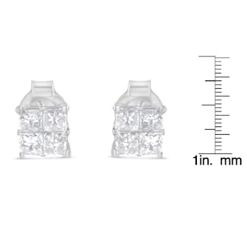 10K White Gold Diamond Stud Earrings 3/4ctw