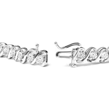 Sterling Silver 1/4ctw Miracle Set Diamond and Beaded 7" Tennis
Bracelet (I-J Color, I2-I3 Clarity)