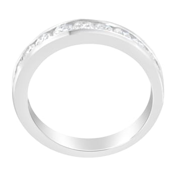 18K White Gold IGI Certified 1.0ctw Diamond Channel-Set Half-Eternity
Band(E-F Color, I1-I2 Clarity)