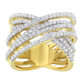 10K Yellow Gold Diamond Bypass Ring (1 5/8ctw, H-I Color, SI2-I1 Clarity)