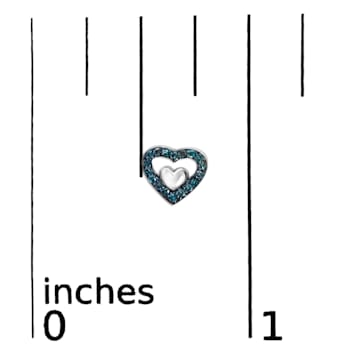Sterling Silver 1/6 Cttw Blue Diamond Open Double Heart Stud Earrings