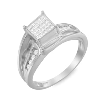 10K White Gold 1/3ctw Invisible Set Princess-cut Diamond Bypass Ring
(H-I Color, SI1-SI2 Clarity)