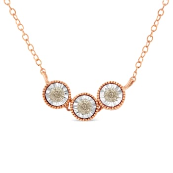 10K Gold Over Sterling Silver Two-tone 1/4ctw Miracle-Set Champagne
Diamond Triple Circle Necklace