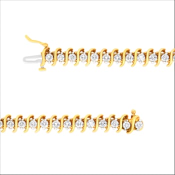 18K Yellow Gold 5.0ctw AGS Certified "S" Link Wrapped Round
Brilliant Diamond Tennis Bracelet