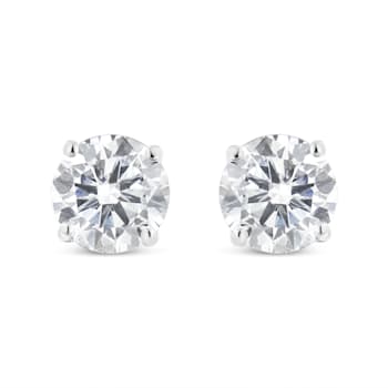 14K White Gold 1 1/2ctw Lab Grown Diamond Solitaire Stud Earrings with Screwbacks