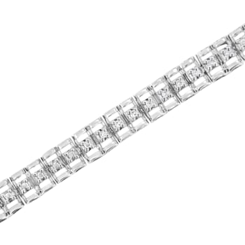 Sterling Silver 1/10 Cttw Diamond Double-Link 7" Rolex Tennis
Bracelet (I-J, I3) - 7.25"