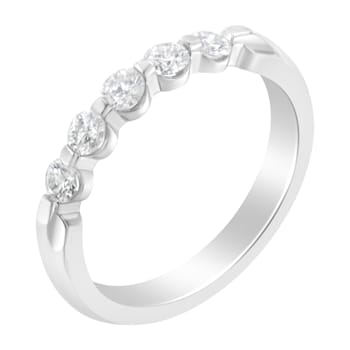 14K White Gold 1/2ctw Diamond 5-Stone Band Ring (H-I Clarity, SI2-I1 Color)