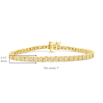 10K Yellow Gold Over Sterling Silver 1.0 Ctw Round-Cut Diamond Tennis Bracelet