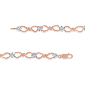 10K Rose Gold .50ctw Diamond Cluster and Infinity Weave Link Bracelet
