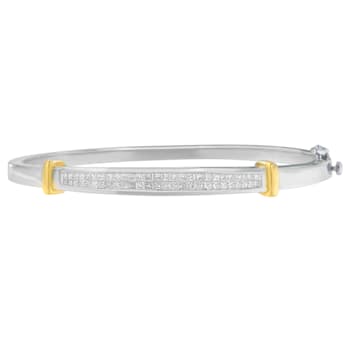 14K Two-Toned Gold 1.0ctw Princess Cut Diamond Fashion Bangle